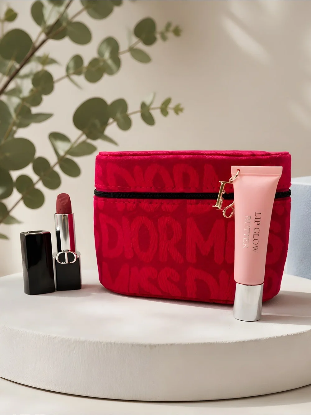 Miss Dior Makeup Case GWP/Dior Lip Glow Butter & Rouge Dior Velvet Lipstick